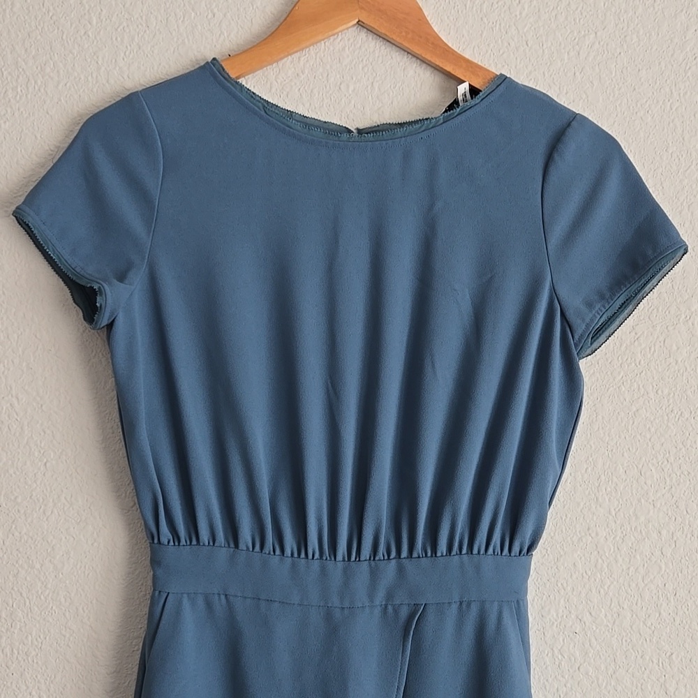 Rare Reiss Florence Short Sleeve Tailored Jumpsuit Teal Blue Fancy Formal - Picture 3 of 14